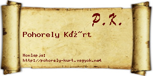 Pohorely Kürt névjegykártya